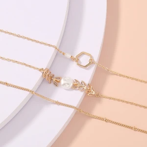 Designers Bohemian Copper Bracelets & Bangles Gold Plated Beads Chain Wheat Charm Pearl Bracelet Set Bracelets Jewelry Women