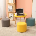 Detachable Round Stool Fabric Foot Rest Pouf Ottoman