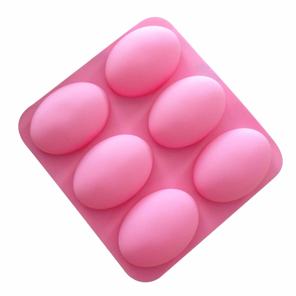 DIY 6 oval cavity goose egg shaped soap silicone mold.