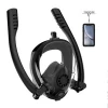 Double Tube Full Face Snorkel Mask 360 degree Upgraded Anti Fogging Scuba Diving Mask With Waterproof Phone Case