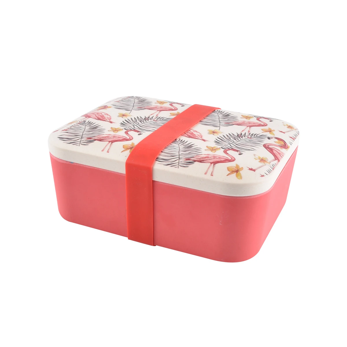 DTK Newly Designed Series Flamingo design Series Kitchenware Product Single Layer Bamboo Fiber Flamingo Lunch Box