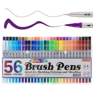 Dual Tip Brush Marker Pens Art Work Colored Brush Pen [Non-Toxic &amp; Odorless] Markers Set