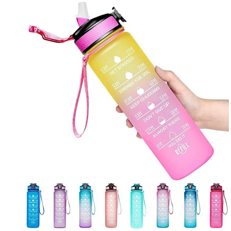 eco-friendly products discount personalized 32oz Large Motivational Time Marker Fast Flow sport  motivated water bottle