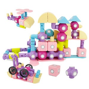 Educational DIY Creative Construction Magnetic Sucker Building Block Toys Plastic STEAM Toy Magnet Building Blocks Set For Kid