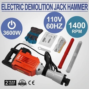 Electric Demolition Hammer 3600 Watt Heavy Duty Concrete Jack Hammer with Point Flat Chisels Electric Demolition Jack Hammer Con