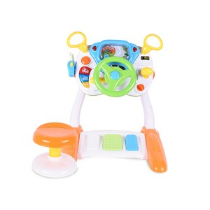 Electric musical educational simulated wheel cab baby trolley toy