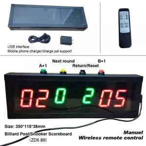 Electronic billiard snooker pool table scoreboard with wireless remote controller