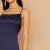 Import Elegant Crisscross Open Back High Split Front Satin Cami Dress Ladies Plain Navy Club Maxi  Dress from China
