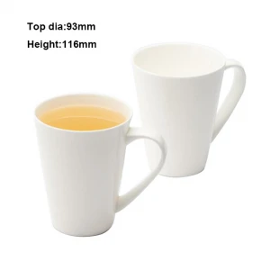 Elegant V shape porcelain fine bone china coffee mug set