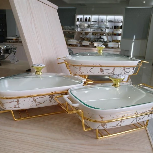 Empty white hotel restaurant elliptical design ceramic food warmer for party from taobao buffet service dish chafer dishes