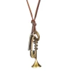 European and American trend retro music accessories musical instrument small pendant leather rope necklace Men&#39;s necklace