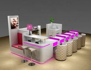 Exquisite Beauty Salon Nail Bar Counter Manicure Table Nail Kiosk For Shopping Mall