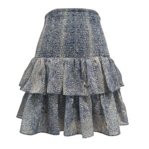 Factory Hot Sale 100%polyester Mini Ruffled Floral Printed Chiffon Women A-shape Skirt