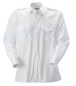 Factory Price Custom 100% Cotton White Airline Aviation Uniform Male Pilot Shirt