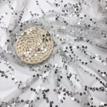 Factory wholesale 2021 European station new starry sky mesh sequin embroidery fabric fashion dress embroidered fabric