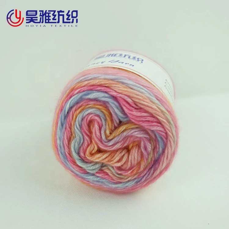 Fancy yarn35% cotton 55% acrylic 10% wool blended yarn melange cake yarn