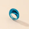 Fashion Jewelry Retro Gold Foil Sky Blue Resin Acrylic Finger Ring Geometric Waterdrop Acrylic Band Ring