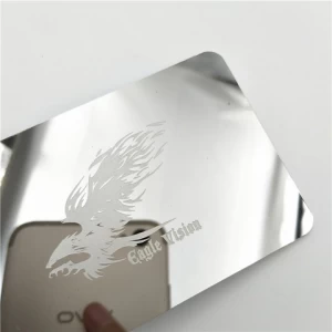 Fashion metal business card china shiny mirror metal business card with gold or silver plated
