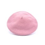 Fashion pink soft wool felt beret hat for women