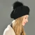 Import Fashion Solid Color Beret Cap Spring British Stylish Real Fur Pom Pom Hats Autumn Women Beret Hat from China