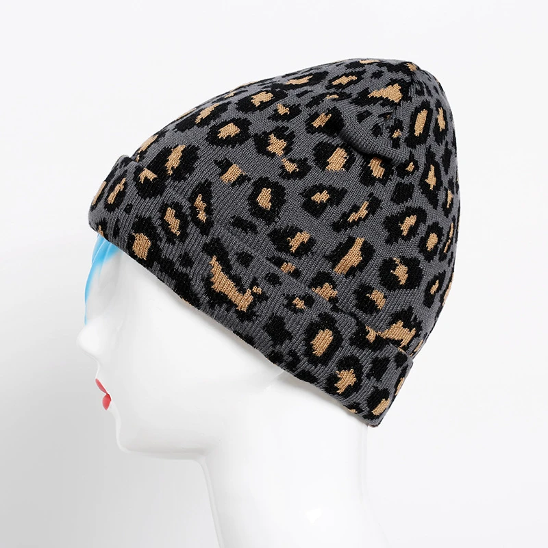 Fashion winter leopard print woolen knitted hat 2020 autumn and winter new hooded cap women warm hat winter