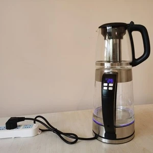 FCC CB CE Certification SUS 304 heating plate glass body double glass electric kettle