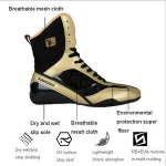 Fighting boxing shoes Men and women fighting non-slip sneakers Spot damping children's low-heeled high-top shoes