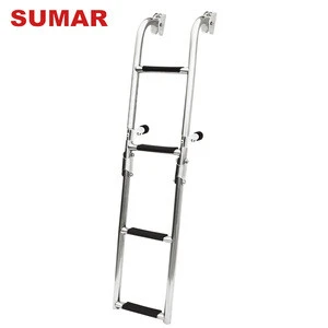 Flat plastic step gangway anti-sliding stainless steel step telescopic folding ladder