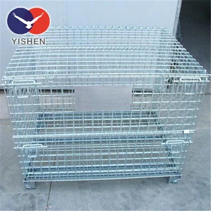Foldable warehouse metal storage wire mesh cage