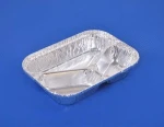 Food packing disposable 3 component divided aluminum foil container for airline