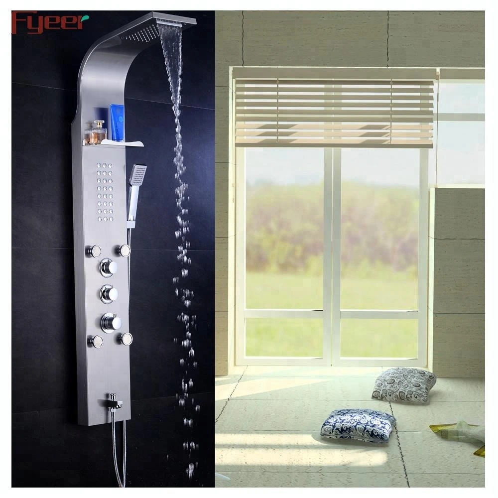 Fyeer Stainless Steel Shower Panel Thermostatic for Bathroom