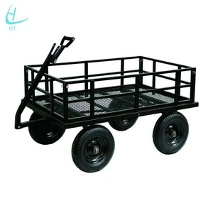 garden mesh cart Powder-coated Frame, Pb - free and UV 600KG Steel Utility Mesh garden cart, Crate Wagon Green Garden Tools