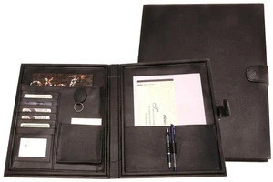 Genuine Leather File Folder Dividers / Factory Price Presentation Folder With Pocket / Files And Folders With Calculator Holder