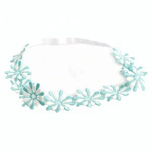 Genya Bohemia snow shaped lace elastic hairband kids fruits embroidery headband lace wedding hair accessories