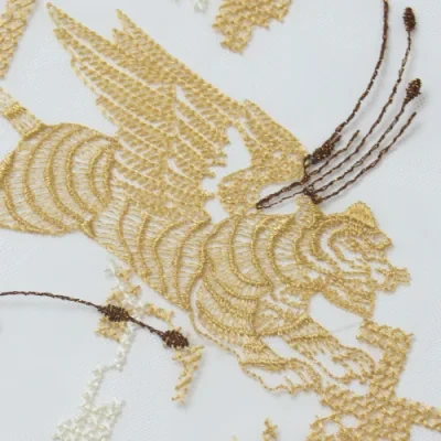 Gold Beast Embroidered Mesh Fabric for Basic Chiffon Dress