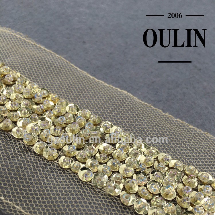 gold color lace with  beads on sequins lace trims stitching trims on garments trims
