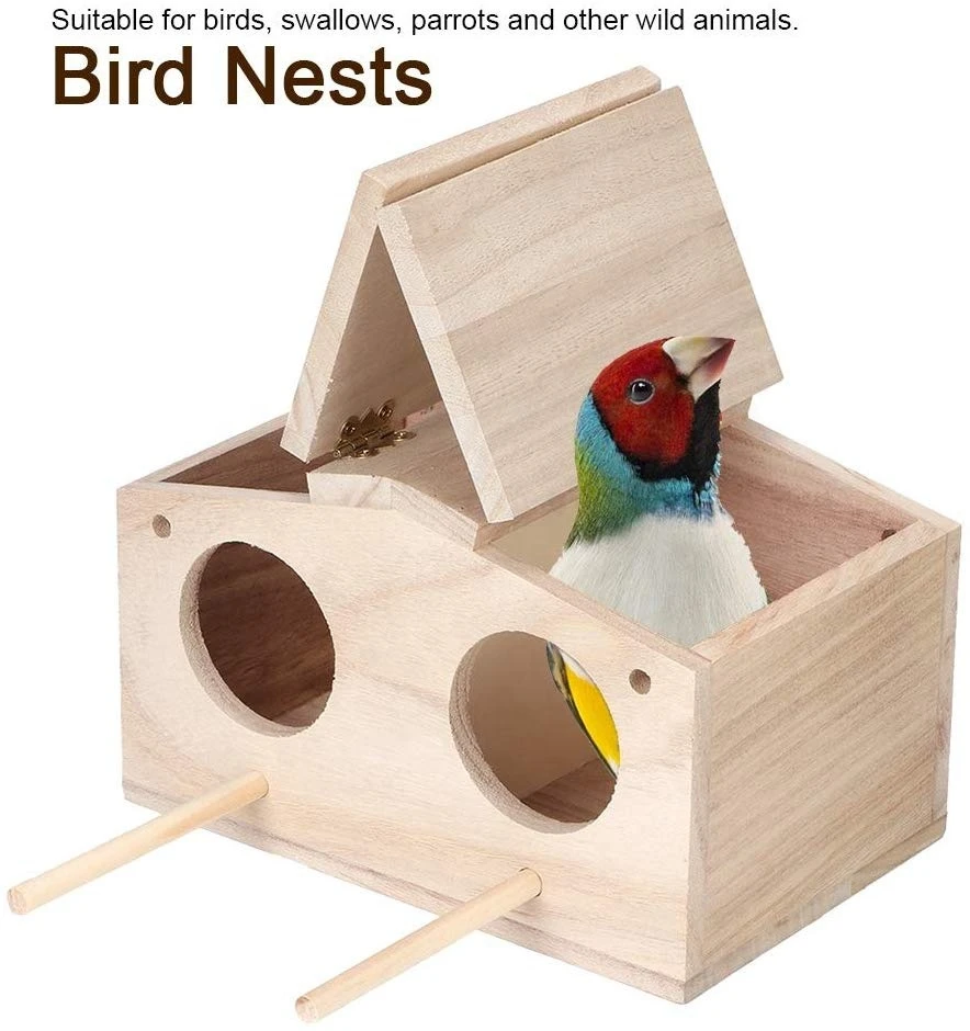 Gotd Clearance Outside Wooden canary bird cage Nest Box Craft DIY with Hanging