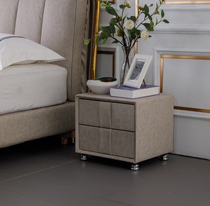 Grey Storage Design Fabric Nightstand  Hotel  Bedroom  Bedside  Table 306