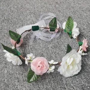Handmade Adjustable Flower Wreath Headband Halo Floral Crown Garland Headpiece Wedding Festival Party Accessories