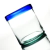 Handmade Mexican Blue Rim Clear Color 15 Ounce Old Fashioned Wine Glass