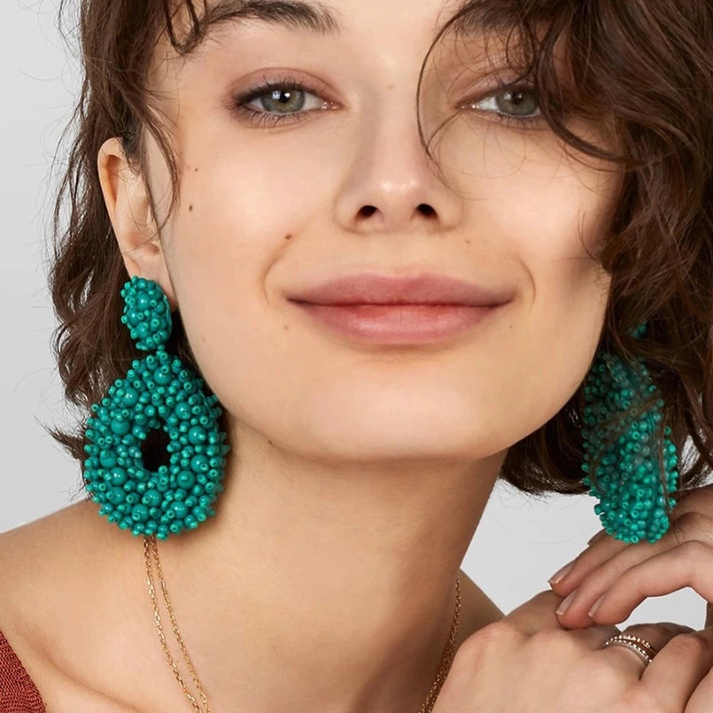 HANSIDON Boho Fashion Beads Drop Earrings For Women 2020 Handmade Beaded Dangle Statement Earrings Jewelry Gifts Accessories