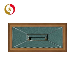 High end teak frame green leather design wood panel tv cabinet drawer furniture