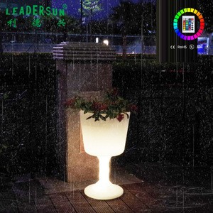 High foot glass shape LED beverage ice bucket coolers &amp; holders for wedding event &amp; parties