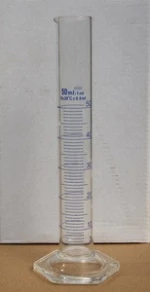 High Quality 50ml Hexagonal Base Glass Measuring Cylinder with Spout