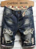 High Quality Custom loose fit cargo pants distressing ripped stacked jeans shorts  bermuda pant  for boy