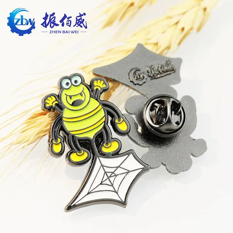 High quality custom metal glitter pin logo personalized design soft enamel lapel brooch cartoon badge