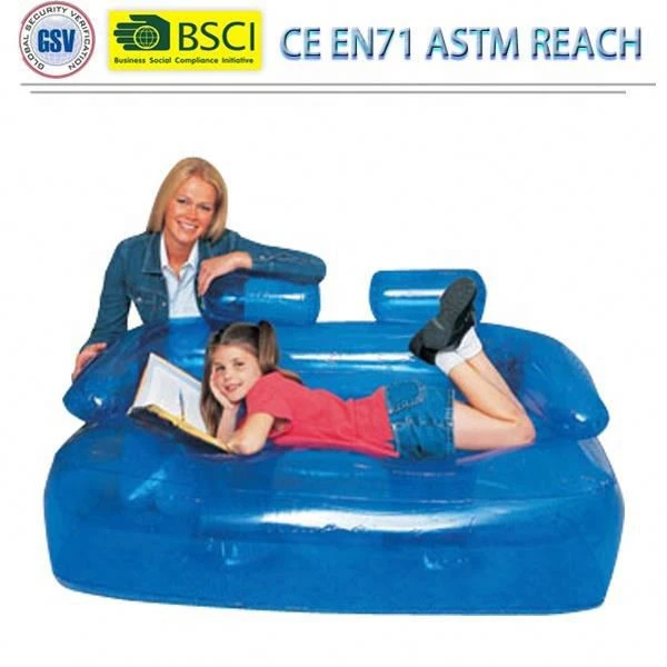 High quality eco-friendly blue pvc inflatable furniture sofa