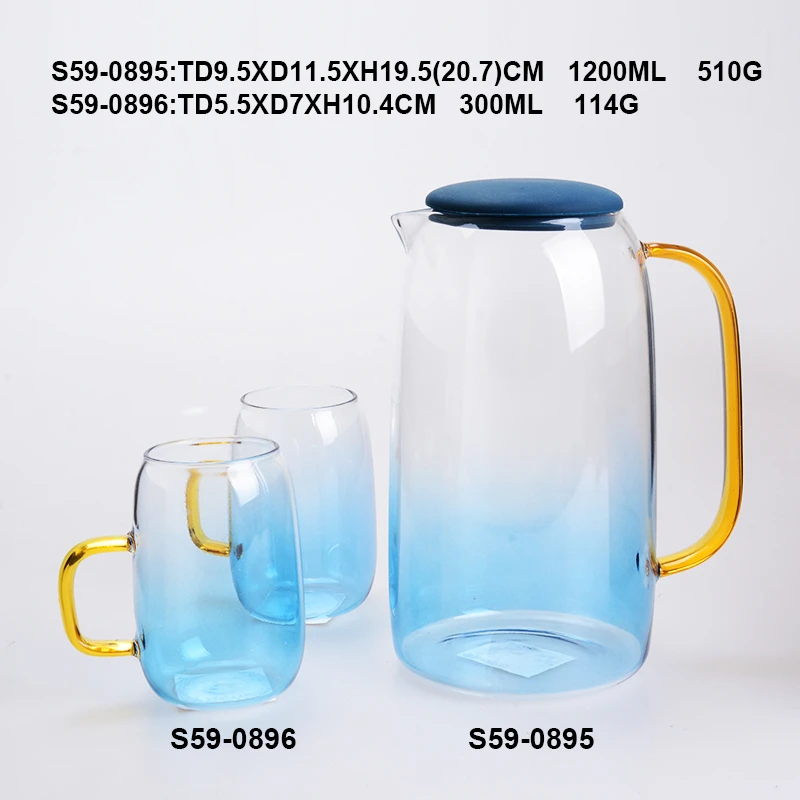 High quality glass pitcher water glass jug cup set