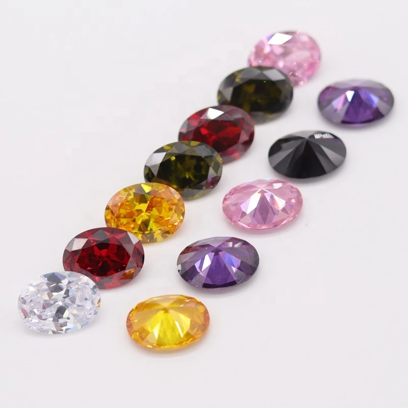 High quality loose CZ stones synthetic 7*9mm diamond colored oval cubic zirconia