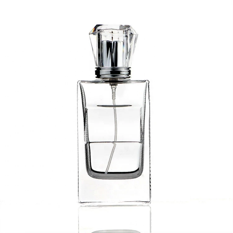High Quality Luxury Clear 55ml Square Perfume Bottle Glass China